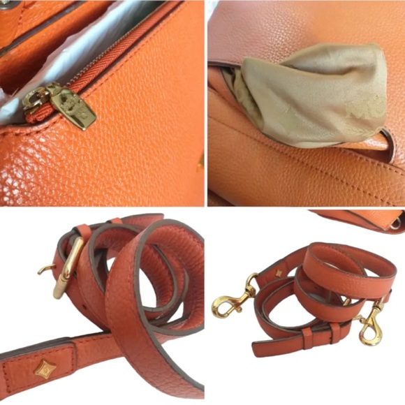 Designer Handbag MCM Two-way Handbag Crossbody Tangerine, Leather Bag - Picture 12 of 16